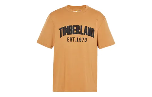 Timberland T Shirts Men's Orange Crew Neck Moderate Straight Fit