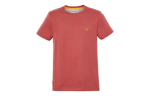 Timberland T Shirts Men's Brick Red Crew Neck Moderate Straight Fit
