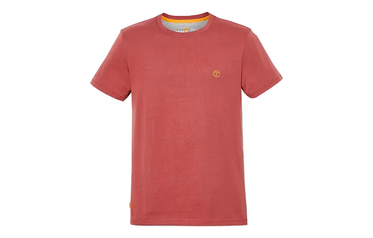 Timberland T Shirts Men's Brick Red Crew Neck Moderate Straight Fit