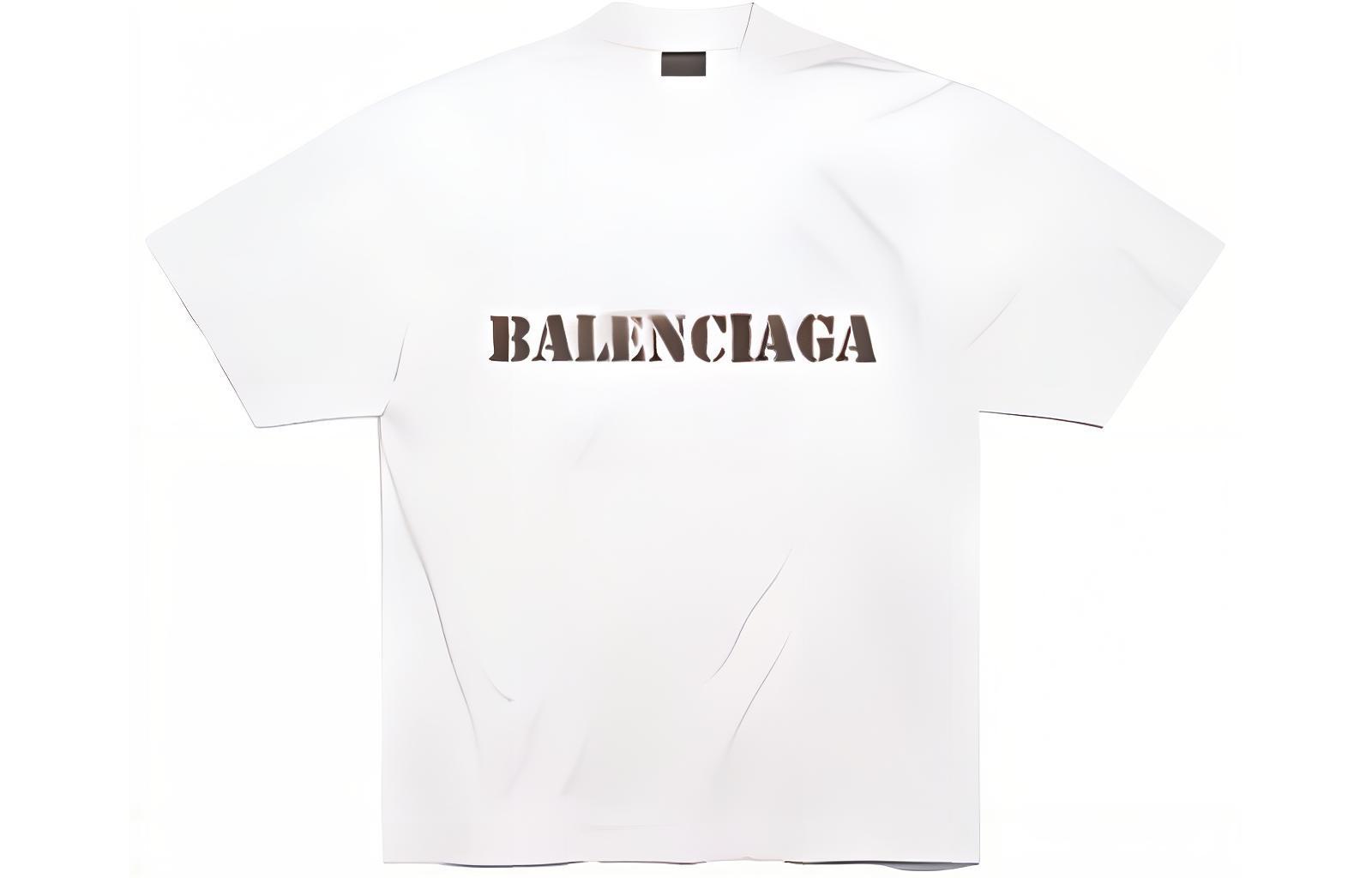 Мужская футболка Balenciaga SS24 Bal Stencil Type (белая)