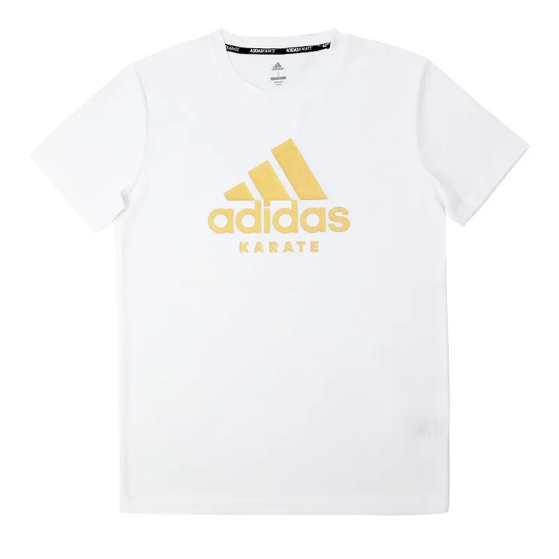 Adidas T-Shirts Men's White Crew Neck Moderate Straight Fit