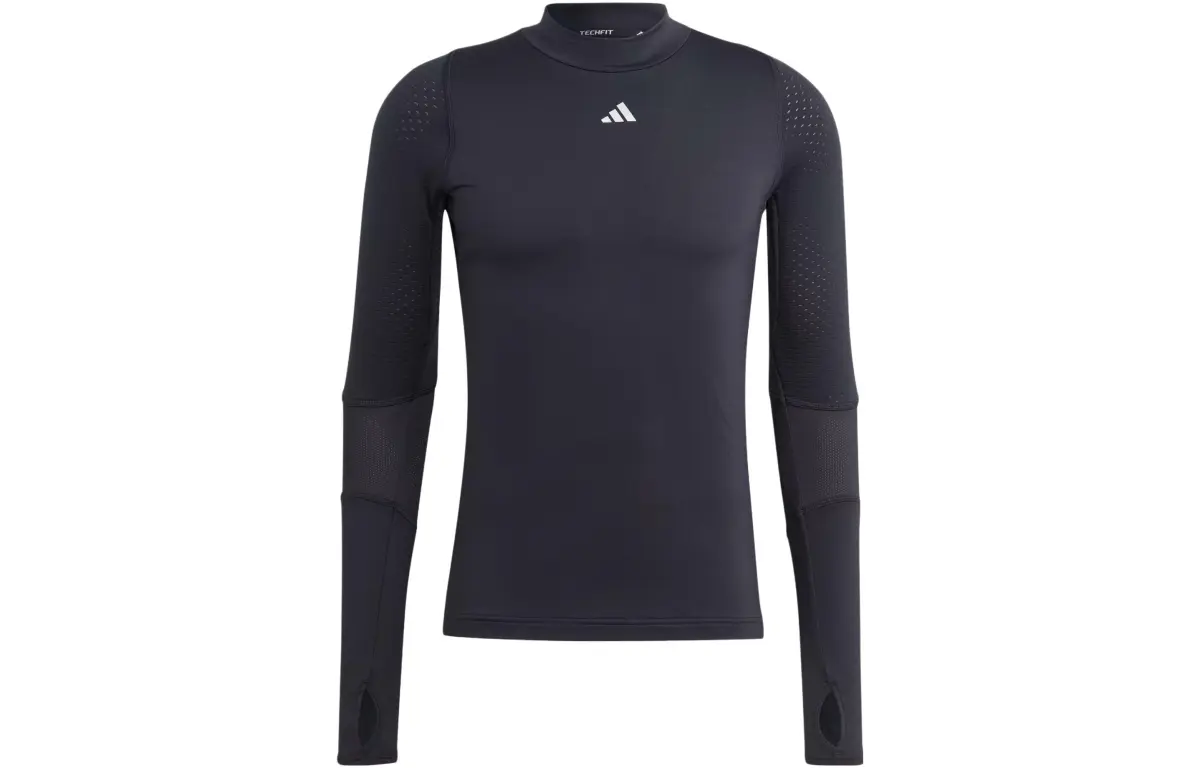 Adidas T-Shirts Men's Black Half-Turtleneck Moderate Straight Fit