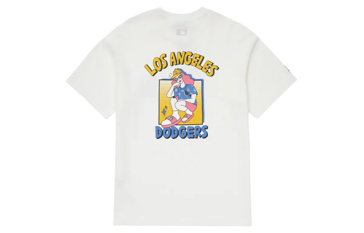 MLB T-Shirts Unisex White Crew Neck Moderate Straight Fit