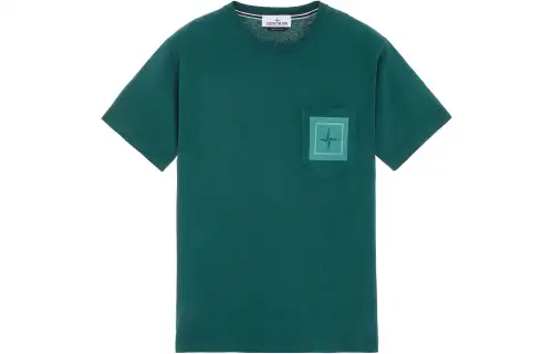 STONE ISLAND T Shirts Men's Peacock Green Crew Neck Moderate Straight Fit