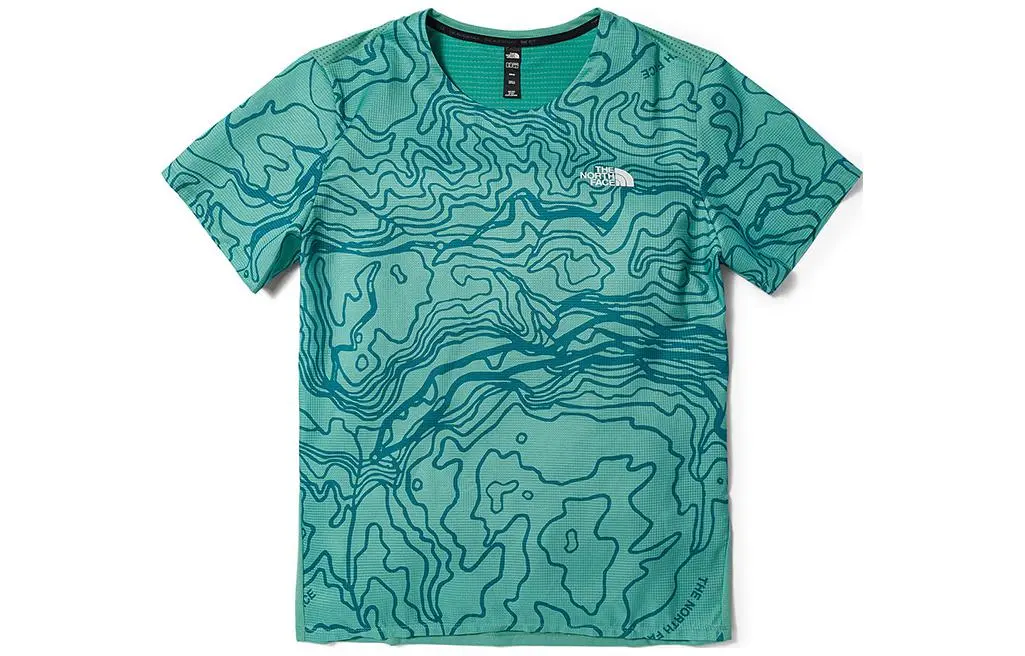 THE NORTH FACE T-Shirts Men's Celadon Green Crew Neck Moderate Straight Fit