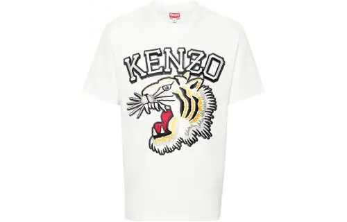 KENZO Logo Embroidered Crewneck T Shirt