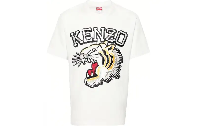 KENZO Logo Embroidered Crewneck T Shirt