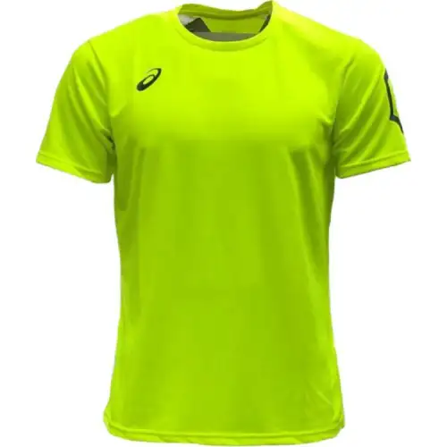 ASICS T Shirts Men's Yellow Crew Neck Moderate Straight Fit