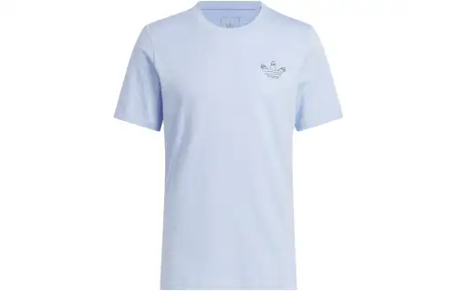 Adidas Originals JONES SS TEE T Shirts Men's Light Blue Crew Neck Moderate Straight Fit