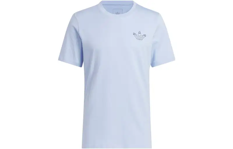 Adidas Originals JONES SS TEE T Shirts Men's Light Blue Crew Neck Moderate Straight Fit
