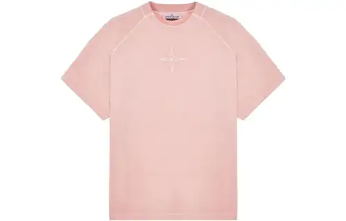 STONE ISLAND T Shirts Men's Pink Crew Neck Thin Straight Fit