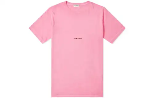 SAINT LAURENT Solid Color Crew Neck Short Sleeved Shirt SS23 T Shirt Men's Pink