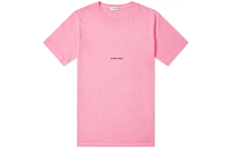 SAINT LAURENT Solid Color Crew Neck Short Sleeved Shirt SS23 T Shirt Men's Pink