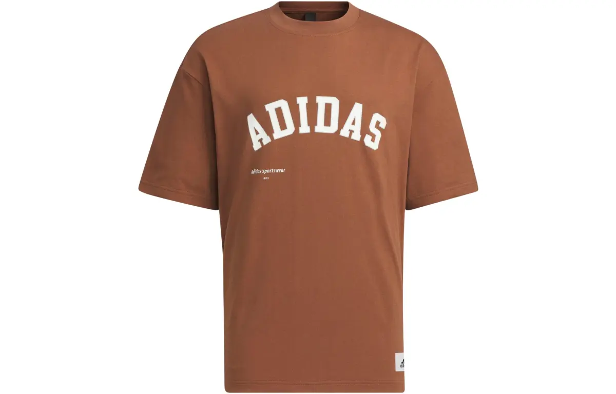 Adidas T-Shirts Men's Brown Crew Neck Moderate Straight Fit
