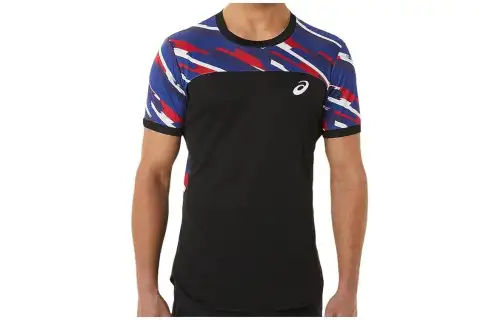 ASICS T Shirts Men's Black Crew Neck Moderate Straight Fit