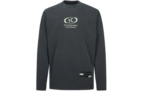 EVISU T Shirts Men's Dark Gray Stand Collar Moderate Straight Fit