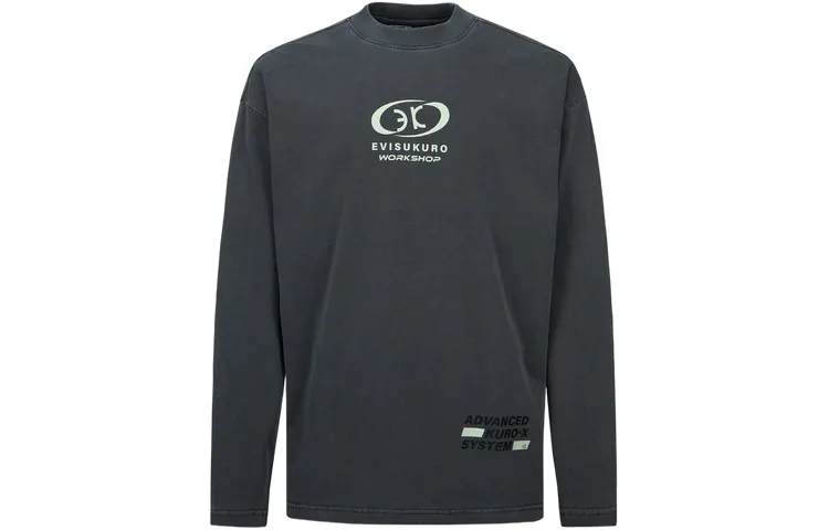 EVISU T Shirts Men's Dark Gray Stand Collar Moderate Straight Fit