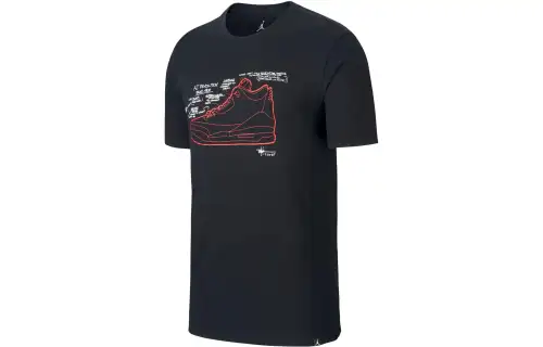 Jordan T Shirts Men's Black Crew Neck Moderate Straight Fit