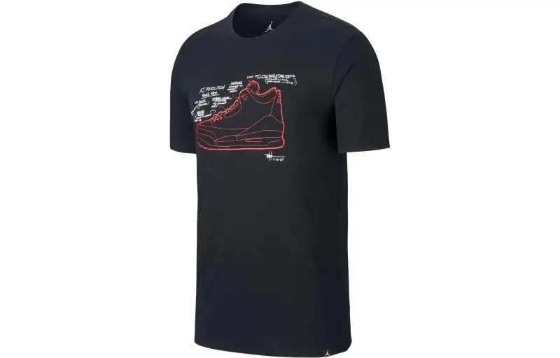Jordan T Shirts Men's Black Crew Neck Moderate Straight Fit