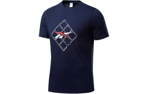 Reebok T Shirts Men's Blue Crew Neck Moderate Straight Fit