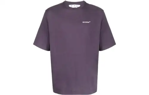 OFF WHITE FW22 T Shirts Men's Purple Crew Neck Moderate Heavyweight