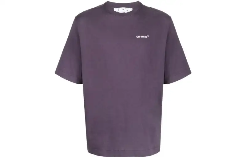 OFF WHITE FW22 T Shirts Men's Purple Crew Neck Moderate Heavyweight