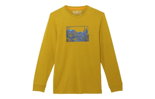 Timberland T Shirts Men's Yellow Crew Neck Moderate Straight Fit