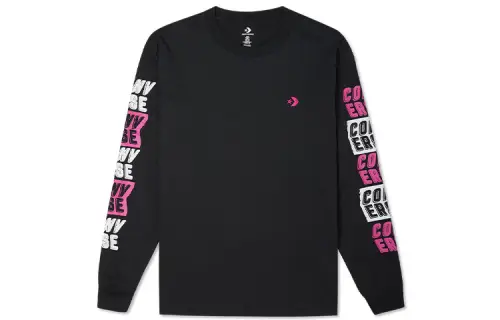 Converse T Shirts Men's Black Crew Neck Moderate Straight Fit