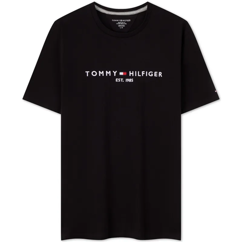 Tommy Hilfiger T-Shirts Men's Black Crew Neck Moderate Straight Fit