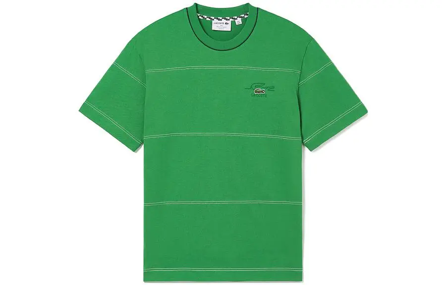 LACOSTE T Shirts Men's Grass Green Crew Neck Moderate Straight Fit