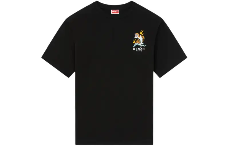 KENZO T Shirts Men's Black Crew Neck Moderate Straight Fit