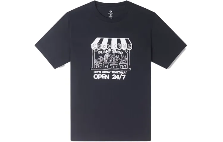 Converse T-Shirts Men's Black Crew Neck Moderate