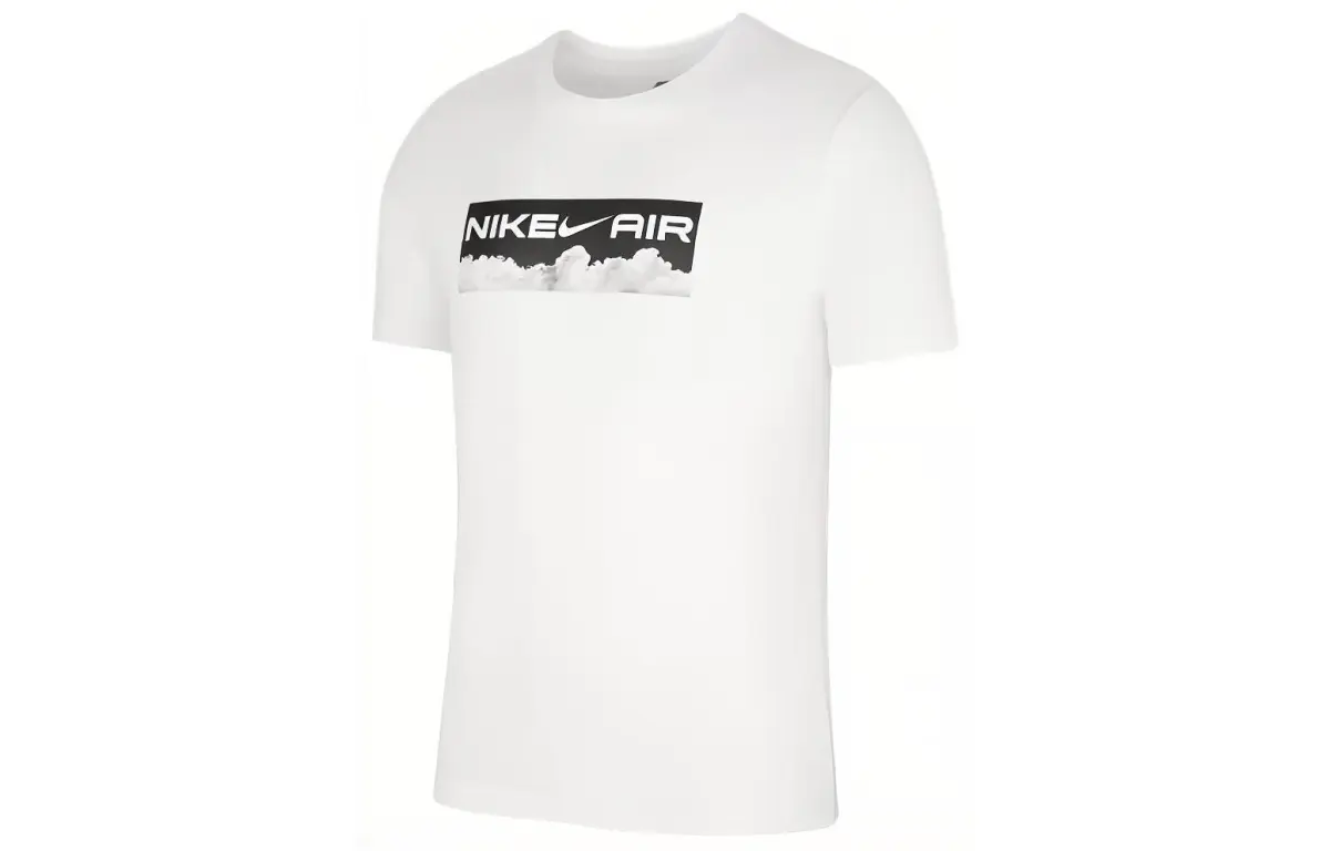 Nike T-Shirts Men's White Crew Neck Moderate Straight Fit