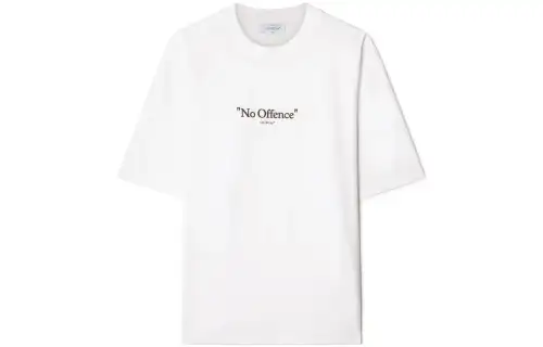 OFF WHITE T Shirts Men's White Crew Neck Moderate Straight Fit
