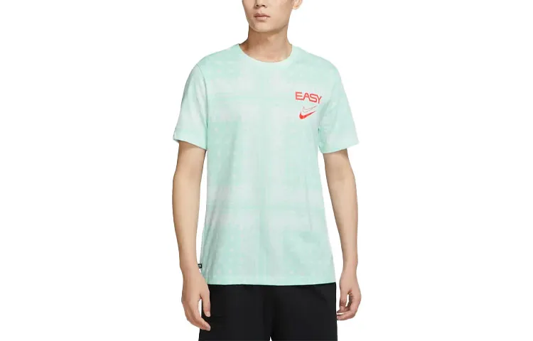 Nike T-Shirts Men's Green Crew Neck Moderate Straight Fit