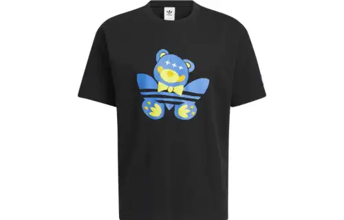 Adidas Originals T Shirts Unisex Black Crew Neck Moderate Straight Fit