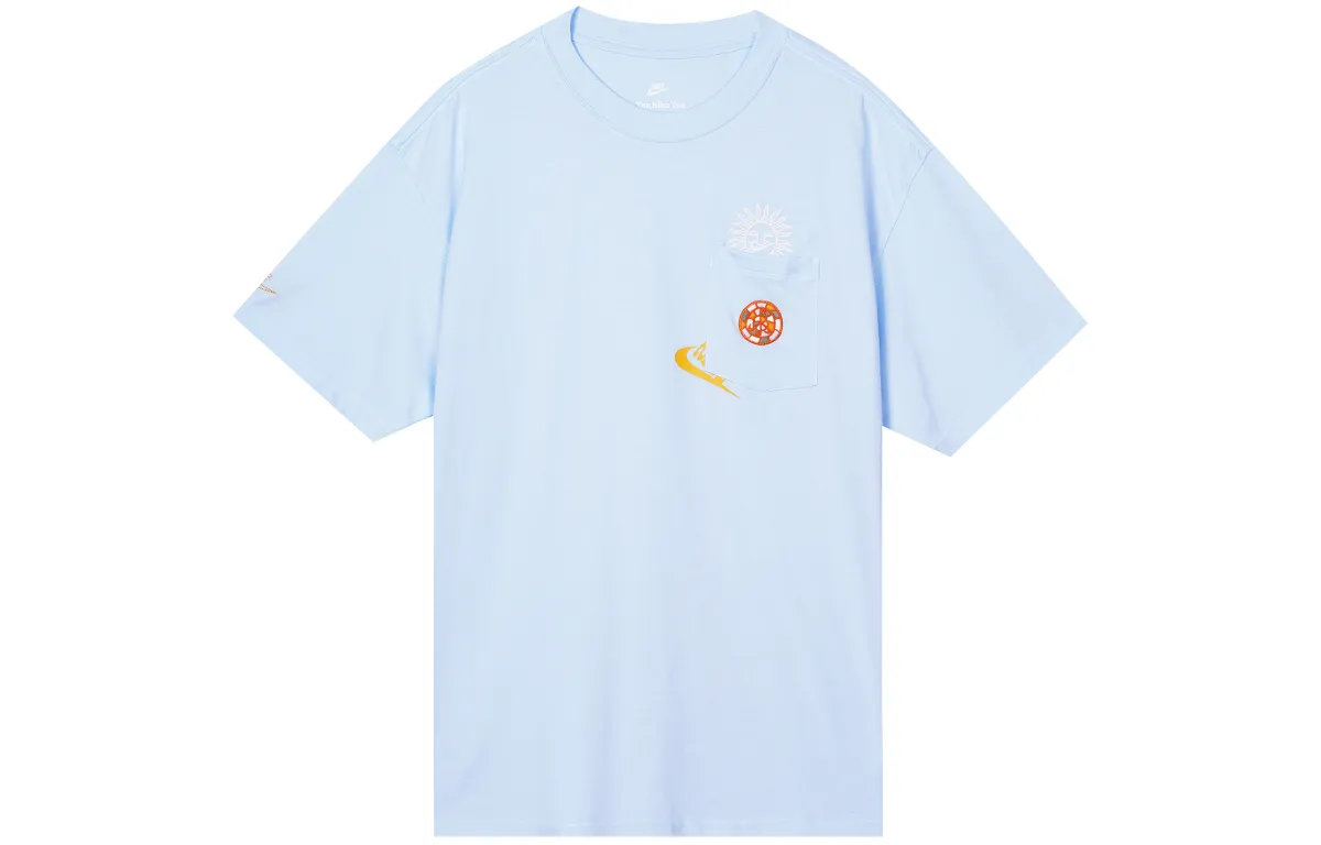Nike T-Shirts Men's Blue Crew Neck Moderate Straight Fit
