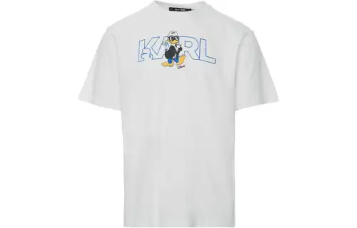 KARL LAGERFELD / Karl Lagerfeld Jeans T Shirts Men's White Crew Neck Moderate Straight Fit