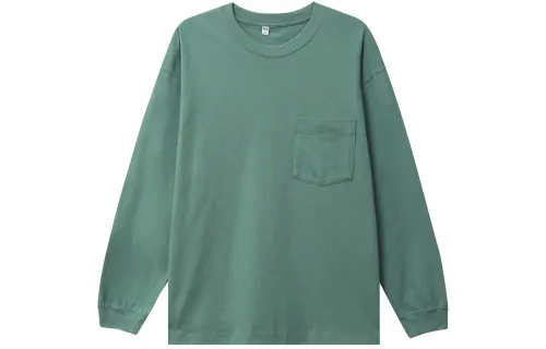 UNIQLO T Shirts Men's Green Crew Neck Moderate Straight Fit