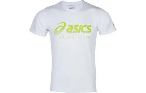 ASICS T Shirts Men's White Crew Neck Moderate Straight Fit
