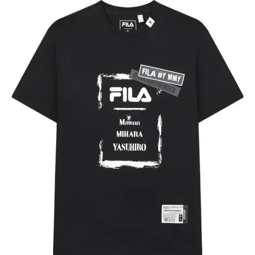 FILA T Shirts Men's Jet Black Crew Neck Moderate Straight Fit