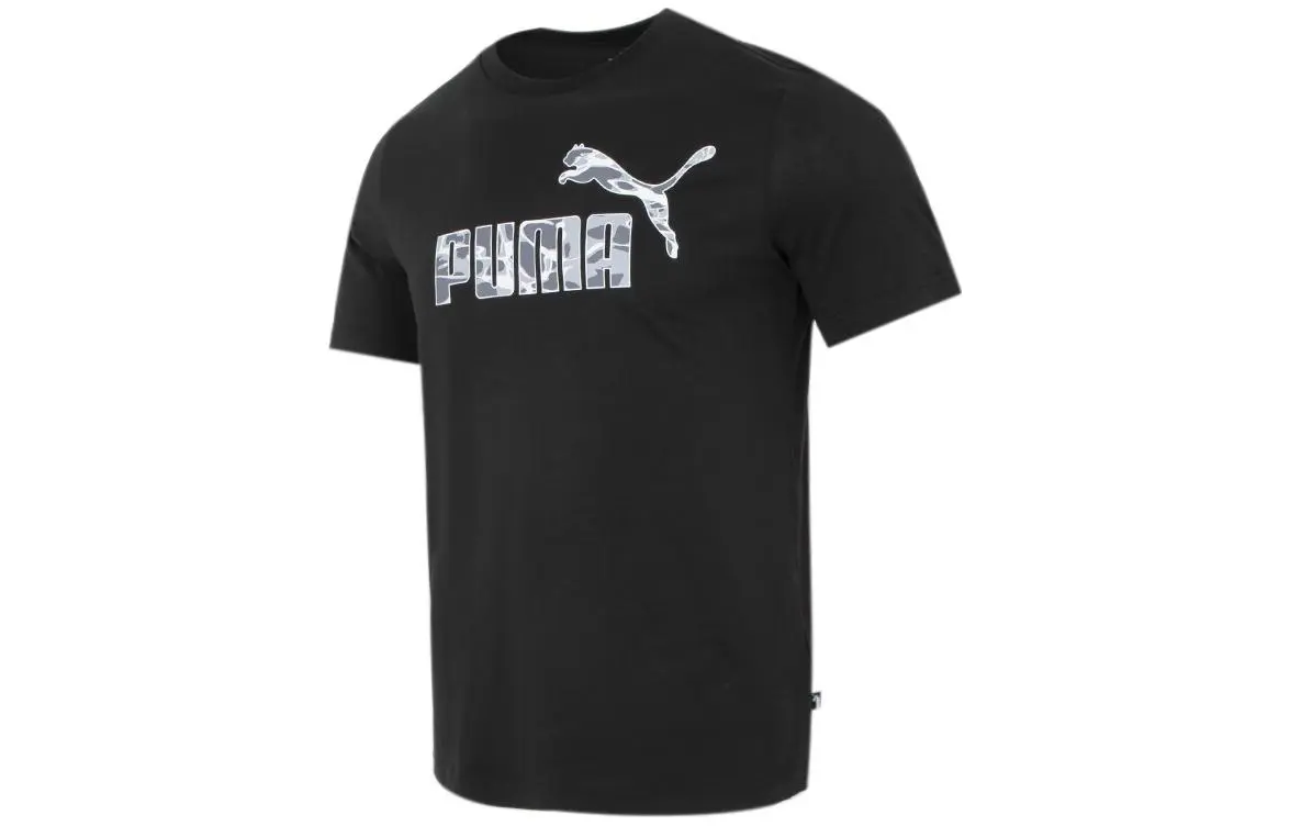 PUMA Summer Splash Graphic T-Shirts Men's Black Crew Neck Moderate Straight Fit