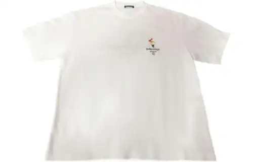 Balenciaga Torch Logo Print Crew Neck Short Sleeved SS23 T Shirt Regular Fit Men's White