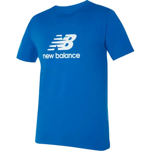 New Balance T Shirts Men's Blue Crew Neck Moderate Straight Fit