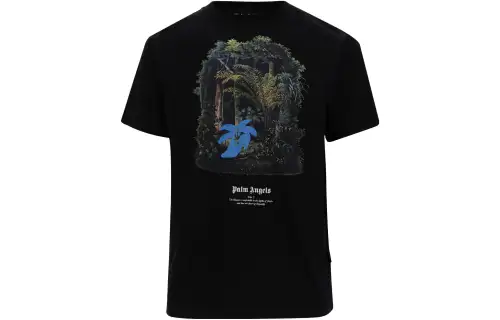 PALM ANGELS Jungle print Organic Cotton T shirt