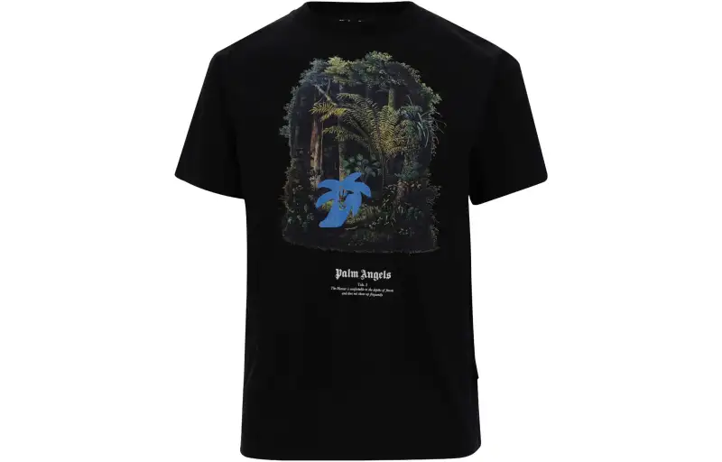 PALM ANGELS Jungle print Organic Cotton T shirt