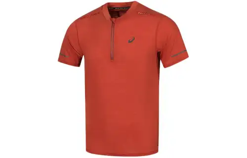 ASICS Metarun T Shirts Men's Brick Red Crew Neck Moderate Straight Fit
