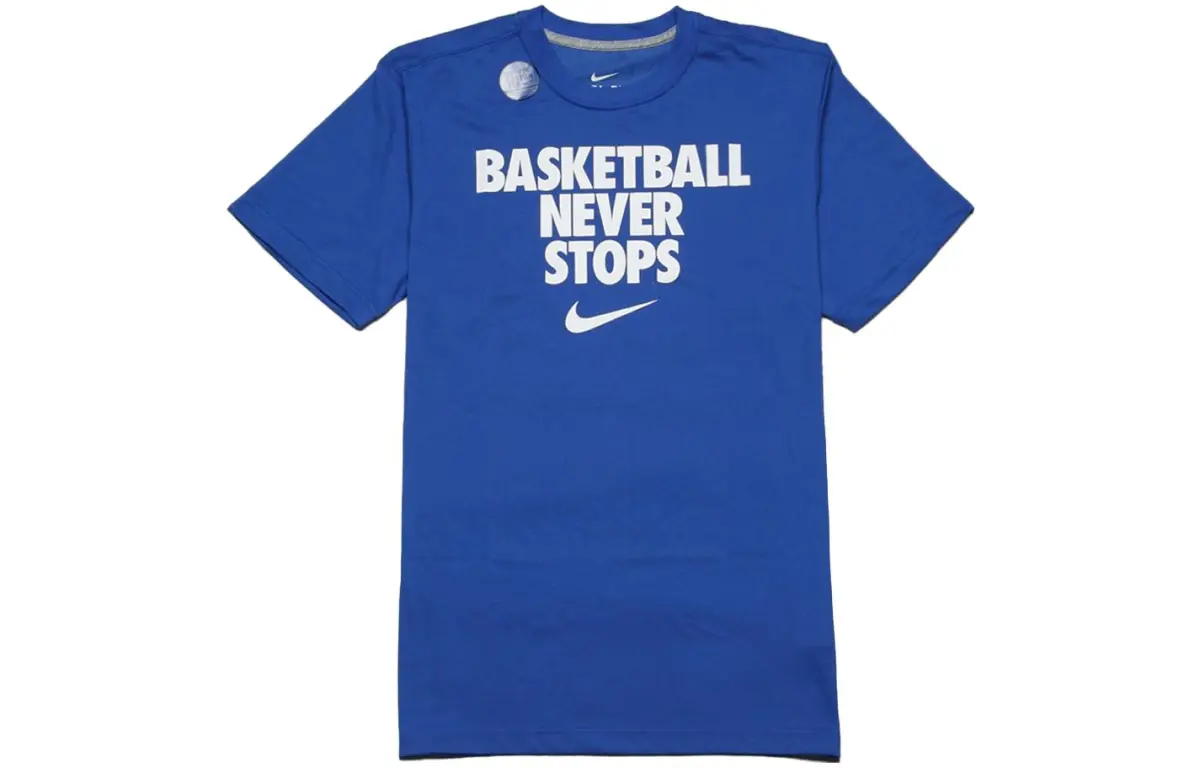 Nike T-Shirts Men's Blue Crew Neck Moderate Straight Fit