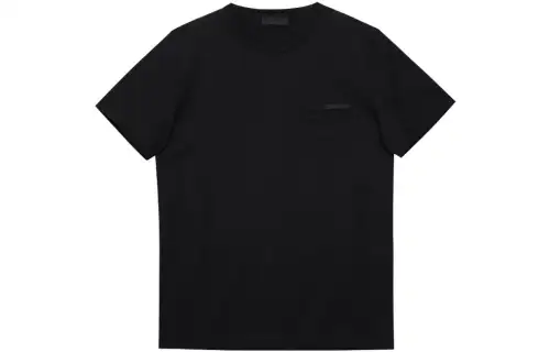 PRADA T Shirts Men's Black Crew Neck Moderate Straight Fit
