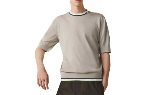 HERMES T Shirts Men's Coffee Crew Neck Moderate Straight Fit
